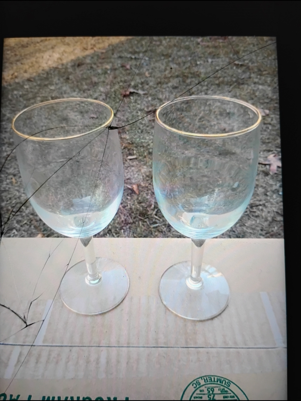 Clear Wine Glasses with Gold Rim - Set of 2